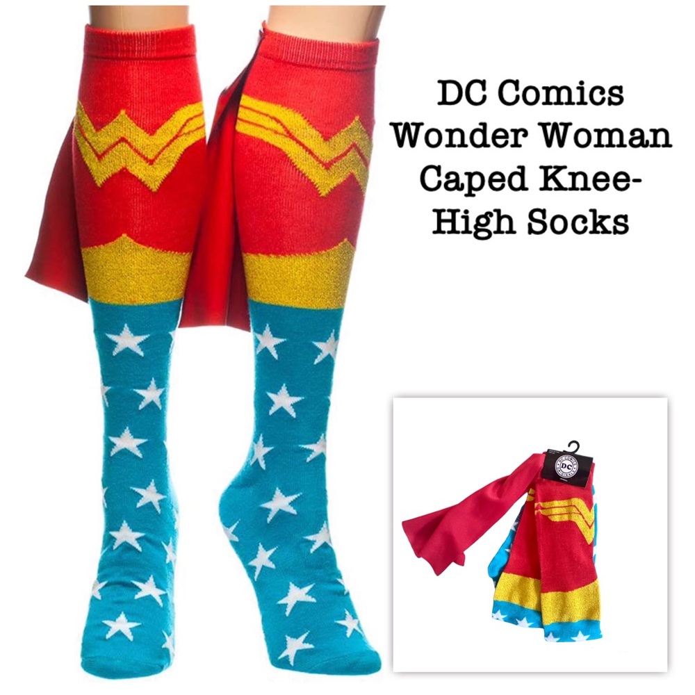 DC COMICS Wonder Woman Caped Knee-High Socks NWT